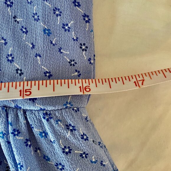 Ganni Blue Floral High Neck Mini Dress - Picture 14 of 15